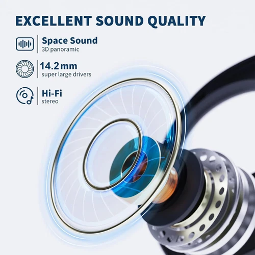 Open-Ear Bluetooth 5.4 Headphones Wireless Earbuds Sport Headset Touch Screen - Picture 11 of 23