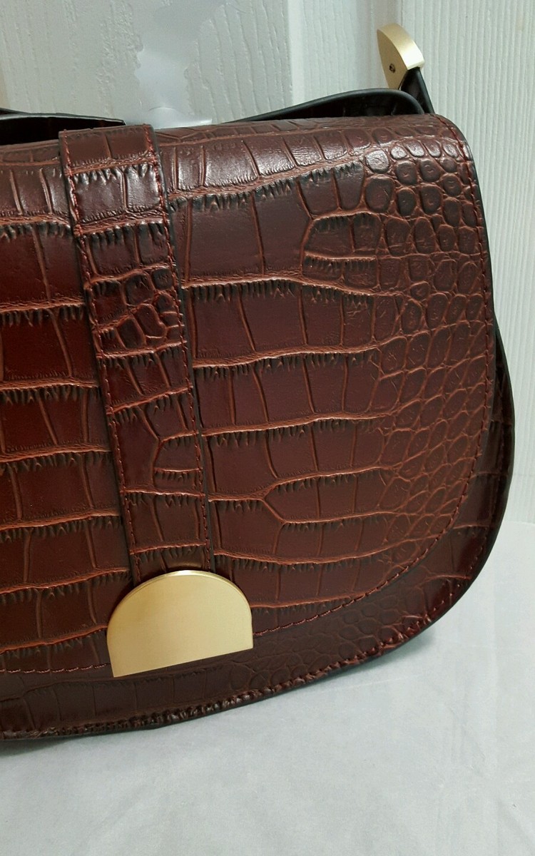 ZARA BURGUNDY MOCK CROC MESSENGER BAG REF. 8707/004 NWT! | eBay