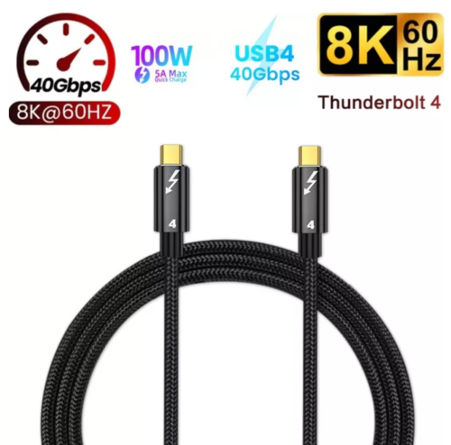 Thunderbolt 4 Cable USB 4 Tipo C Datos Audio Video 40Gbps 8K@60Hz 100W Portatil - Picture 1 of 9