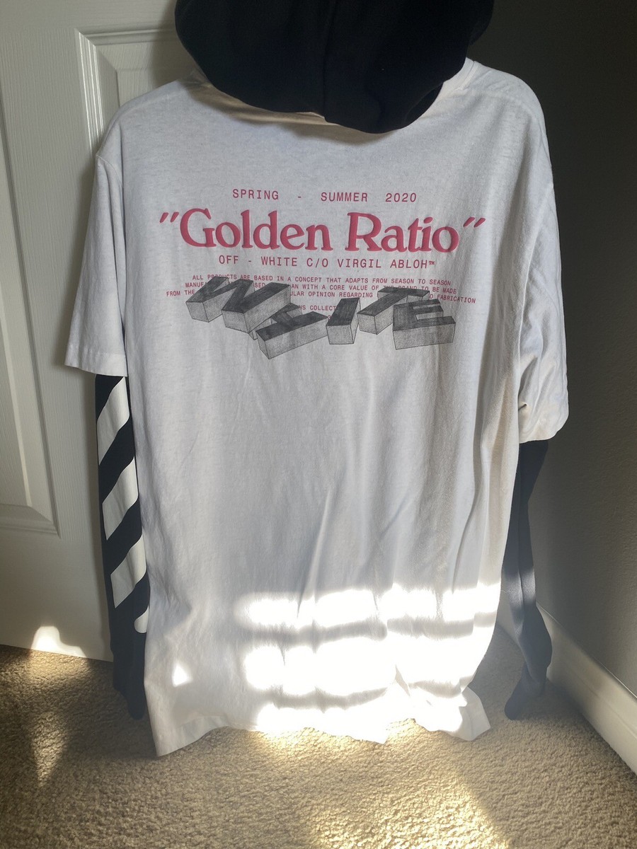 Virgil Abloh Off-White “Golden Ratio” White T-Shirt Hoodie Size XS 