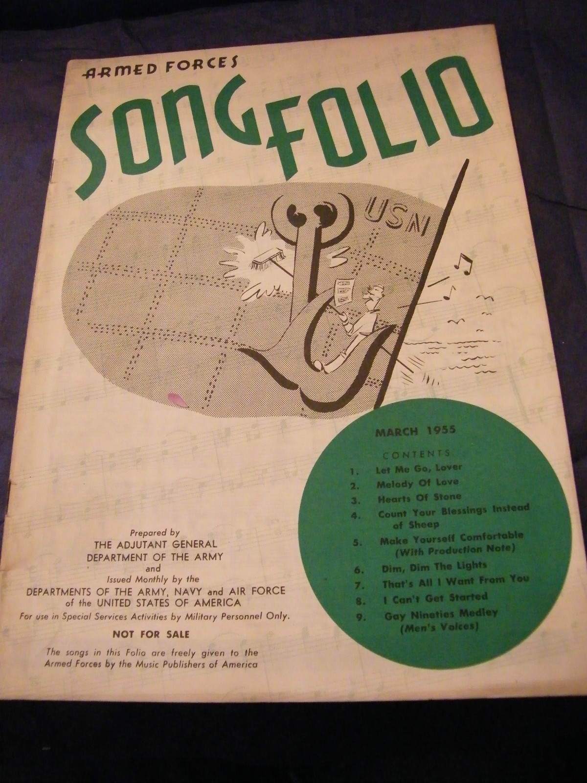 Armed Forces March 1955 Song Folio Sheet Music for Accordion