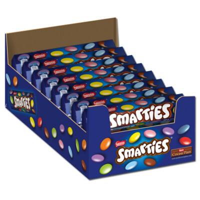 (16,72 /1kg) Nestle Smarties Rollen Hexagon, Schokolinsen, 24 Stück