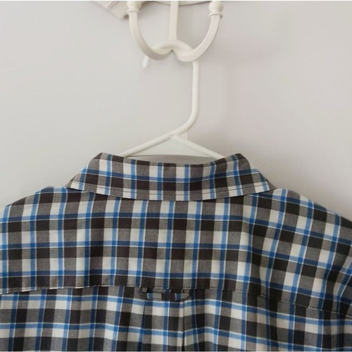 Izod Classic Plaid Button-Down Shirt Blue, B&W Check Pattern Long Sleeve Sz XXL - Picture 8 of 12