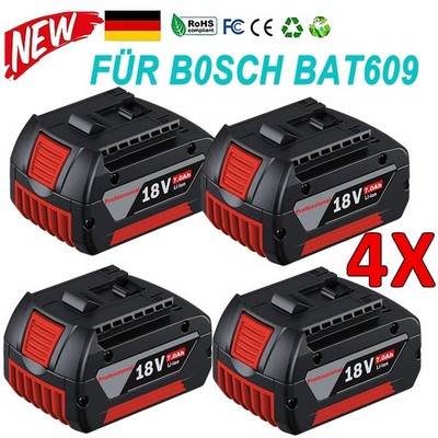 4x 18V 8,0Ah GBA  Li-Ion Akku für Bosch Professional 18V System BAT609 BAT618 
