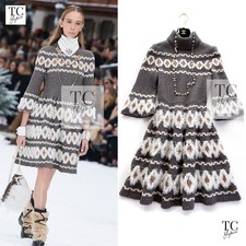 CHANEL 19A Charcoal Gray Wool Cashmere Knit Dress by Karl Lagerfeld 38 US6