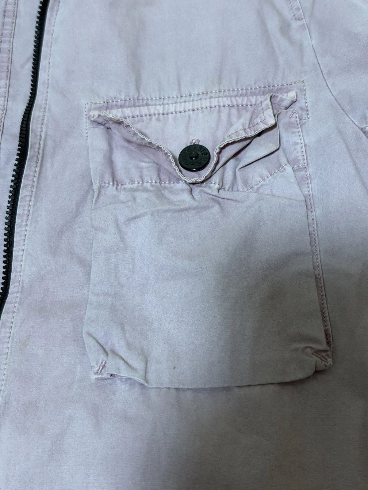 Stone Island Men's Pink Full Zip Cotton Canvas Jacket Compass Logo Patch M image 5