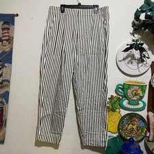 Everlane Striped Tencel Trousers pant Black 16 the tender way high taper pockets