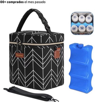 Mancro Insulated Leak Proof Bottle Storage Bag with Ice Pack, Black