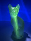 Fenton Art Glass Stylized Sitting Cat Blue Carnival Glass, Unpainted, MINT — photo 1