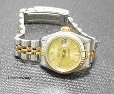 ROLEX AUTHENTIC 1986 DATEJUST LADIES 69173 TWO TONE CHAMPAGNE DIAL CUSTOM