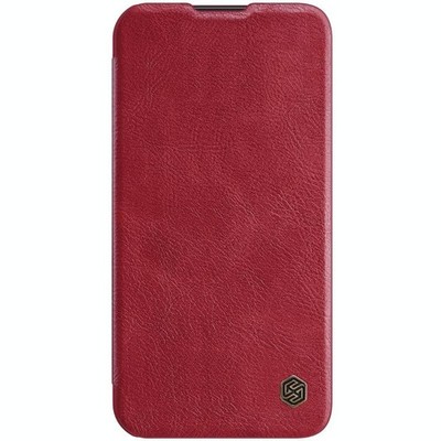 NILLKIN QIN Pro iPhone 14 Pro Textur Crazy Horse Leder Case Rot