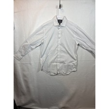 BONOBOS Men Slim Fit Stretch Cotton White Polka Dot Dress Shirt Sz 16 - 33