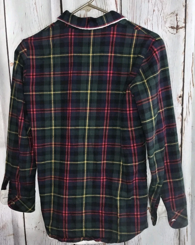 Camisa de franela a cuadros de manga larga para mujer sin marca roja amarilla verde Cabincore Foto 2 de 4