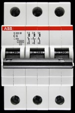 Image of ABB 6 AMP CURVE C 10kA TRIPLE POLE MCB CIRCUIT BREAKER S203M 2CDS273001R0064