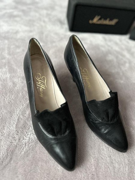 Women Tiffany Heels Black Leather 38