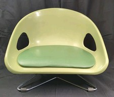Vtg MCM Hamilton Cosco Child Booster Seat Avocado Green Adjustable Chrome Legs