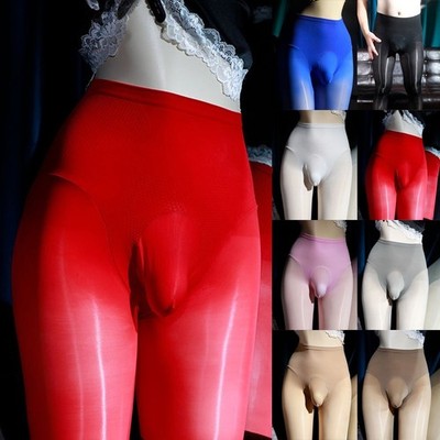 Sheer Men Pantyhose Shiny Tights 1pc Bulge Elastic Glossy High Men One Size