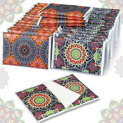 50 Pack Spring Mandala Floral Pocket Tissues Individual Packs Bulk 3 Ply Flow...
