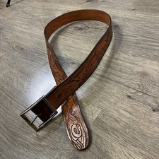 Vintage Puma Roadrunner Southwestern Leather Tooled Belt Desert Cowboy 34  