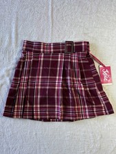 Justice Girls Faux Wrap Kilt Skirt Pink Plaid Built In Short NWT Size M10
