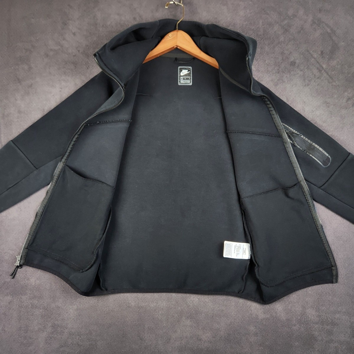Nike Tech Fleece Full Zip Hoodie Mens Large Black Athletic