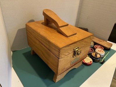 Vintage Griffin Shinemaster Shoe Shine Box with Brushes & Lots Of