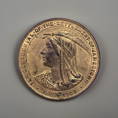 1907 JAMESTOWN Exposition Token LANDING OF EXPEDITION Ter-Centennial HK-346 SC$1