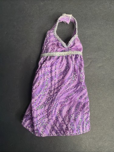 Barbie Glitz Glam Purple Dress Glitter Shimmer Silver Babydoll Short Outfit