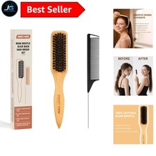 Elegant Boar Bristle Hair Brush Rat Tail Comb Set for Effortless Styling
