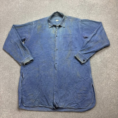 #ad #ad VTG French Jacket Adult Medium Blue Work Wear Faded Distressed Chore Utility Men GBP 54.99