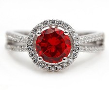 2CT Fire Garnet  White Topaz 925 Solid Sterling Silver Ring Sz 9 NB1-2