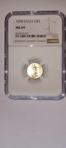 1998 $5 Gold 1/10 oz American Eagle NGC MS69 FREE SHIPPING!