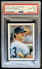 1987 Topps Stickers Hard Back Test Issue Don Mattingly #294 Yankees PSA 8