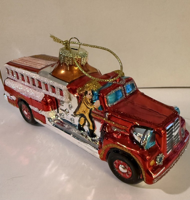 Firefighters Ornament Collection 1957 Pumper Fire Truck Blown Glass - Vintage 