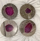 New Listing4 Pink Agate Marble Coasters Made In India