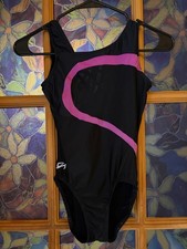 GK Elite Gymnastics Child Medium Leotard Black  Magenta