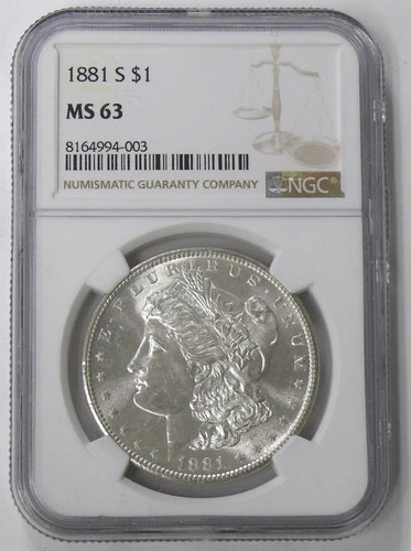 1881-S MS-63 BETTER DATE MORGAN SILVER DOLLAR - NICE COIN! NGC GRADED