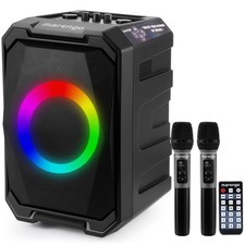 Karaoke Machine with 2 Wireless Microphones, Portable Bluetooth Party Karaoke Sp