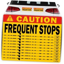  10 Pack Caution This Vehicle Makes Frequent Stops Sticker Magnet Red 10pk