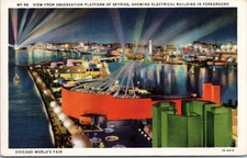 View of Chicago Worlds Fair from Observation Tower - 1933 Linen Postcard