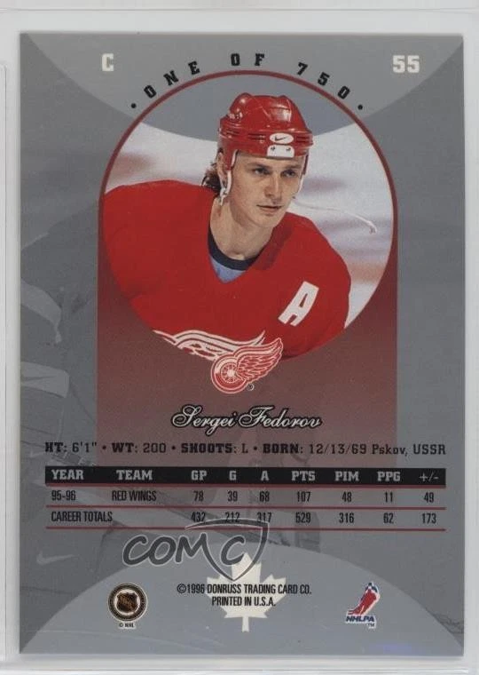 1996-97 Donruss Canadian Ice Canadian Red /750 Sergei Fedorov #55 HOF - Image 2 of 2