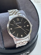 Bulova Women's Quartz Diamond Accent Marks Calendar Silver Watch 32MM 96P226