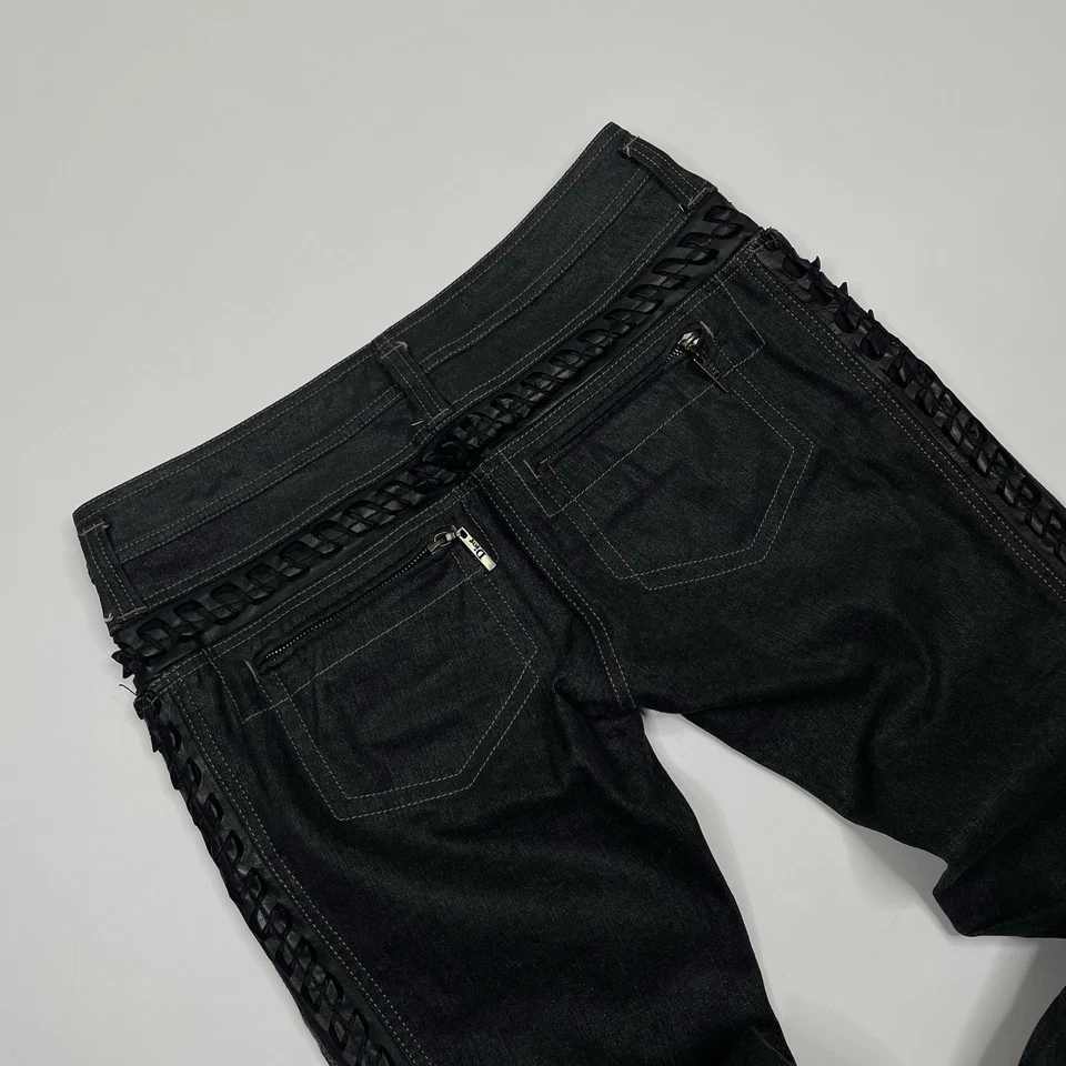 Christian Dior Boutique Vintage Black Lambskin Lined Waxed Jeans Size FR 38 US 6 - Image 4 of 4