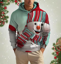 Snowman Scarf Hat 3D Print Christmas Hoodie Funny Holiday Winter Sweater Gift