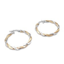 9ct Gold Earrings - 9ct Gold Hoop Earrings Rose White Gold Ladies 28mm