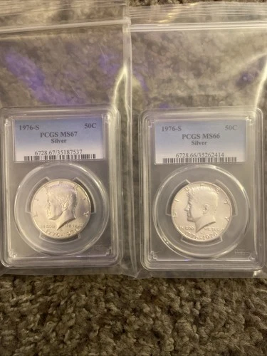 Two Graded SILVER Half Dollars Kennedy Half Dollars MS 67 And 66!!!!