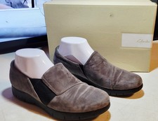 Womens Shoes Size 8.5M Daelyn Monarch slip-on By Clarks | suede upper/wedge sole