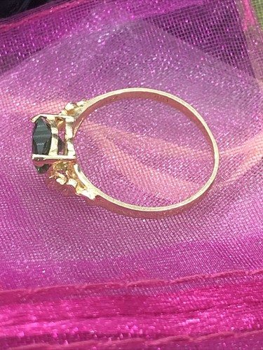 14KT GELBGOLD HERZ RING GRÖSSE 7 GEWICHT 2g MIT HELLGRÜNEM EDELSTEIN 💚 - Bild 8 von 17
