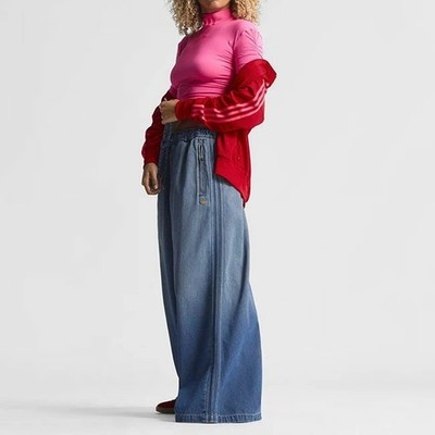 【新品】SAPEur VINTAGE DENIM TRACK PANTS adidas Originals Denim Track Pants Loose Fit Drawstring Cotton
