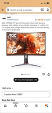 AOC C27G2Z 27" Curved Frameless Ultra-Fast Gaming Monitor,